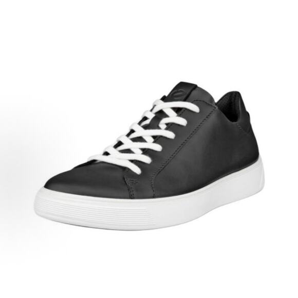 ECCO MEN\'S 45 STREET TRAY BLACK LEATHER SNEAKER LACE UP NIB 50474412001 main image 4